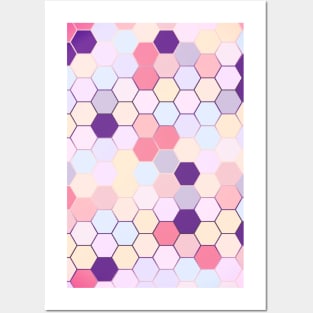 Cute Pastel Pink hexagon pattern Posters and Art